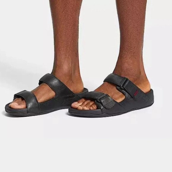 Fitflop GOGH  Mens Leather Slides Size 8 Black main image 4